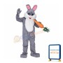 Grey Plush Bunny Mascot Costume