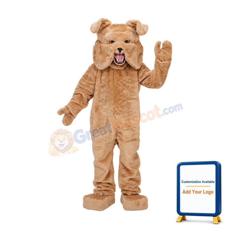 Adult Super Deluxe Tan Mascot Bulldog Costume