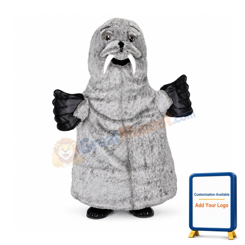 Grey Walrus Mascot Costume
