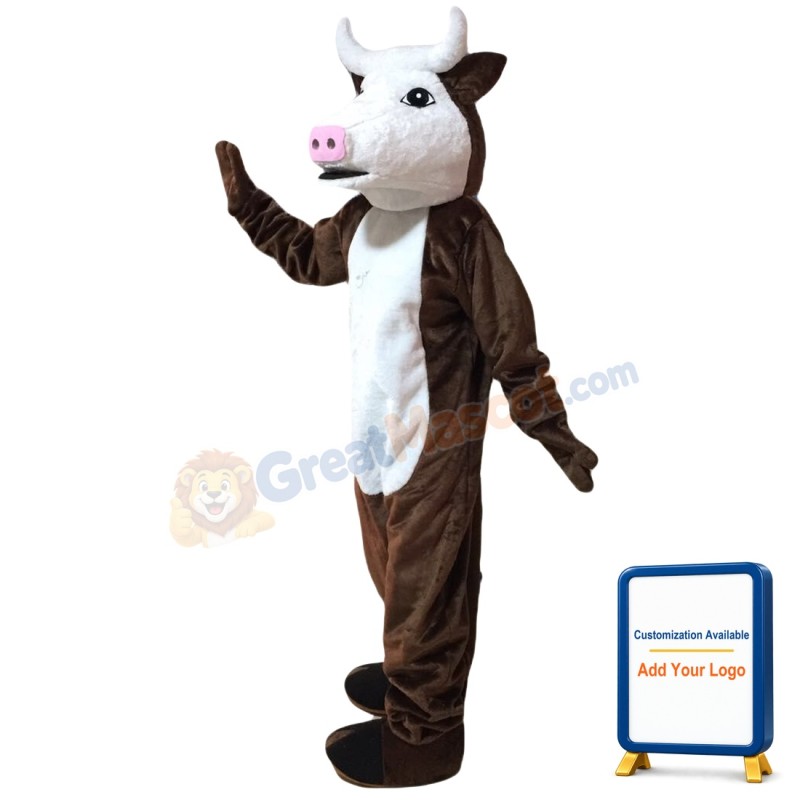 Cute Henry Hereford Cow Mascot Costume