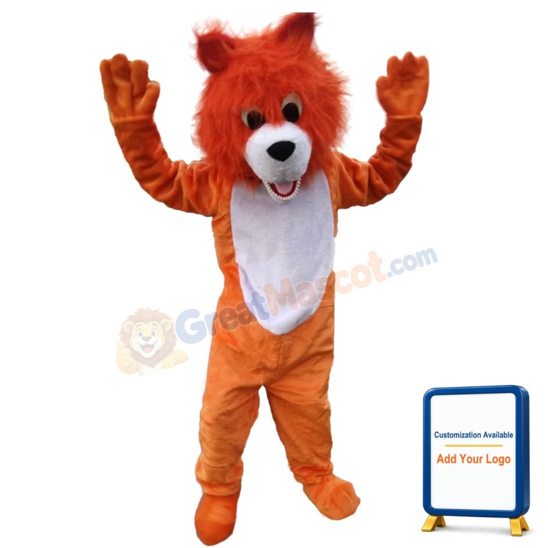 Plush Orange Wolf Mascot Costume