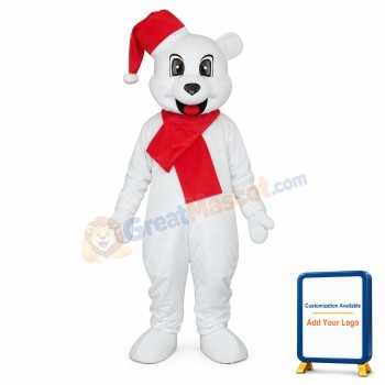White Christmas Bear Mascot Adult Costume