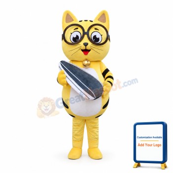 Yellow Cat Mascot Adult Costume Free Shipping