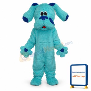 2nd Version Long Hair Blue Dog Mascot Adult Costume Free Shipping