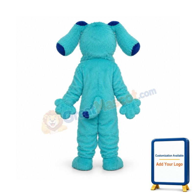 2nd Version Long Hair Blue Dog Mascot Adult Costume
