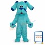 2nd Version Long Hair Blue Dog Mascot Adult Costume