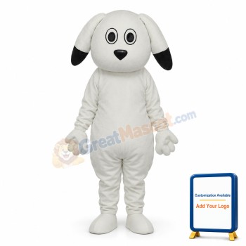 Black Ears White Dog Mascot Adult Costume