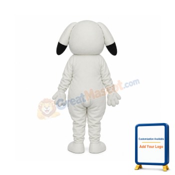 Black Ears White Dog Mascot Adult Costume