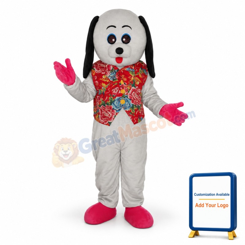 White Dog Mascot Adult Costume