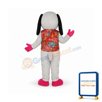 White Dog Mascot Adult Costume