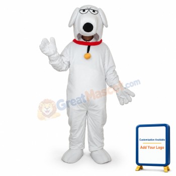 White Dog with Necklet Mascot Adult Costume