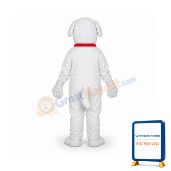 White Dog with Necklet Mascot Adult Costume