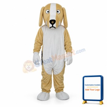 Khaki and White Dog Mascot Adult Costume