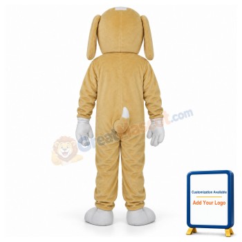 Khaki and White Dog Mascot Adult Costume