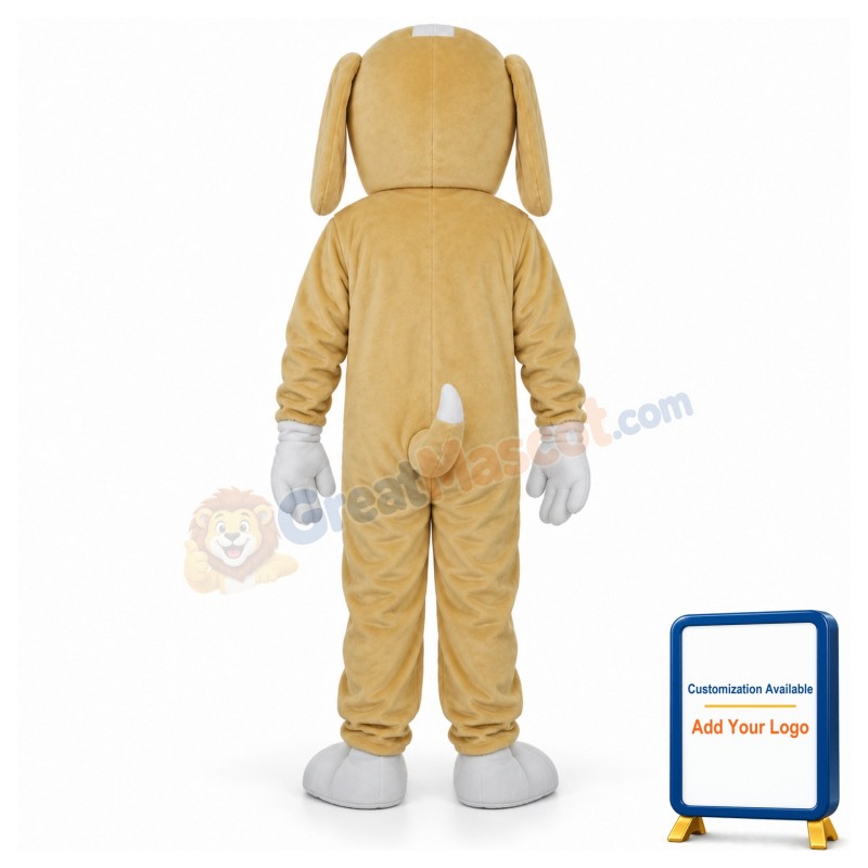 Khaki and White Dog Mascot Adult Costume