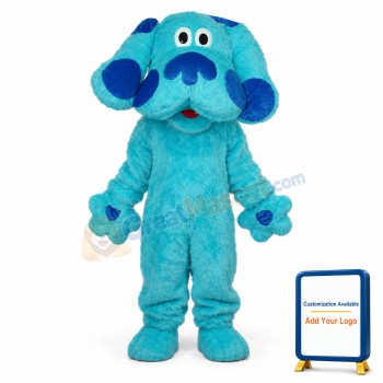 Long Hair Blue Dog Mascot Adult Costume