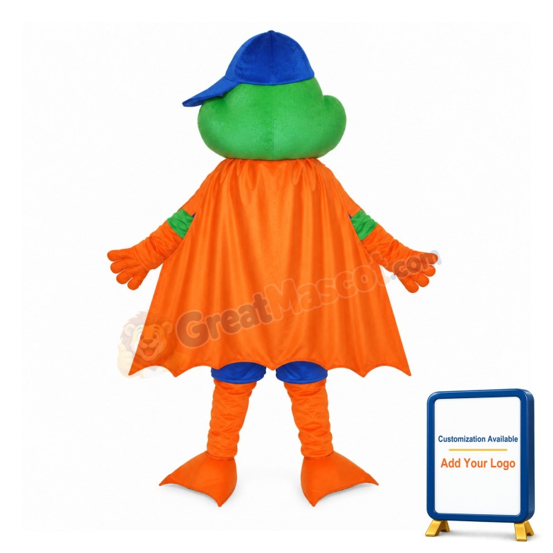 Happy Frog with Blue Hat Adult Mascot Costume