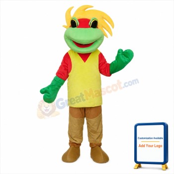 Yellow Green Red Frog Prince Mascot Adult Costume Free Shipping