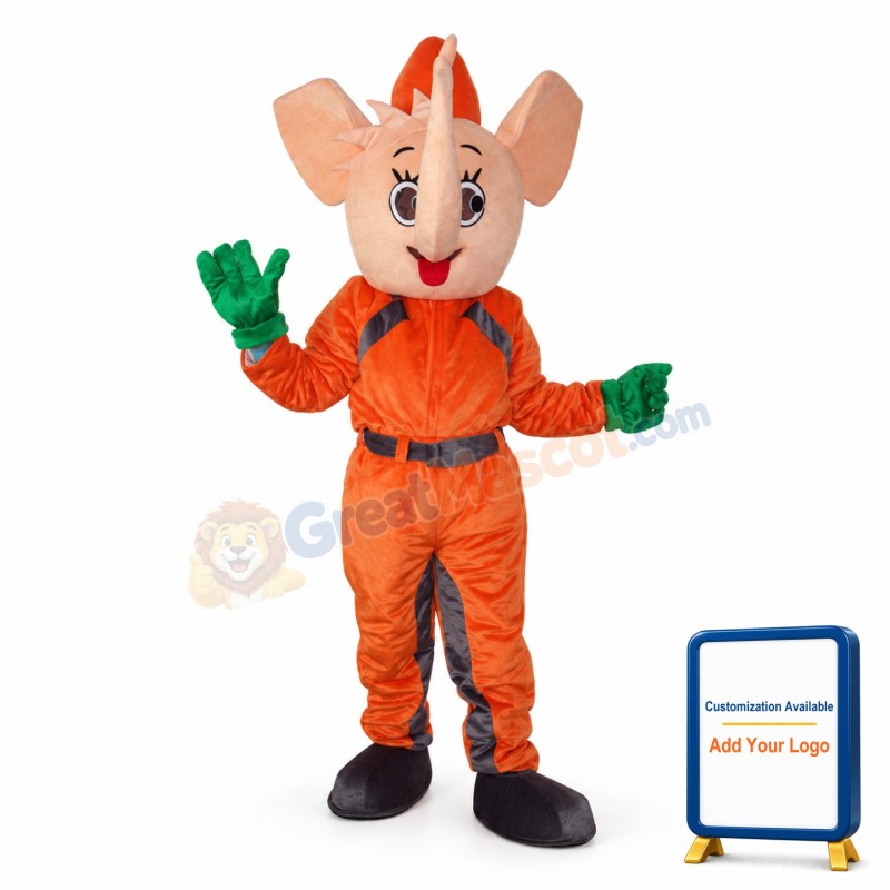 Orange Elephant Mascot Adult Costume
