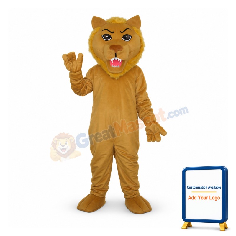 Old Brown Lion Mascot Adult Costume