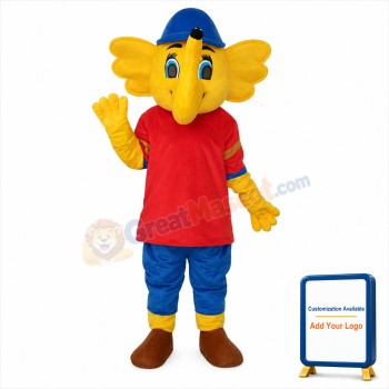 Yellow Red Big Elephant Mascot Adult Costume Free Shipping