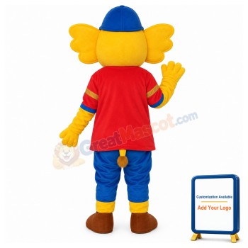 Yellow Red Big Elephant Mascot Adult Costume