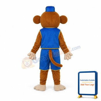 Clown Monkey in Blue Vest Mascot Adult Costume