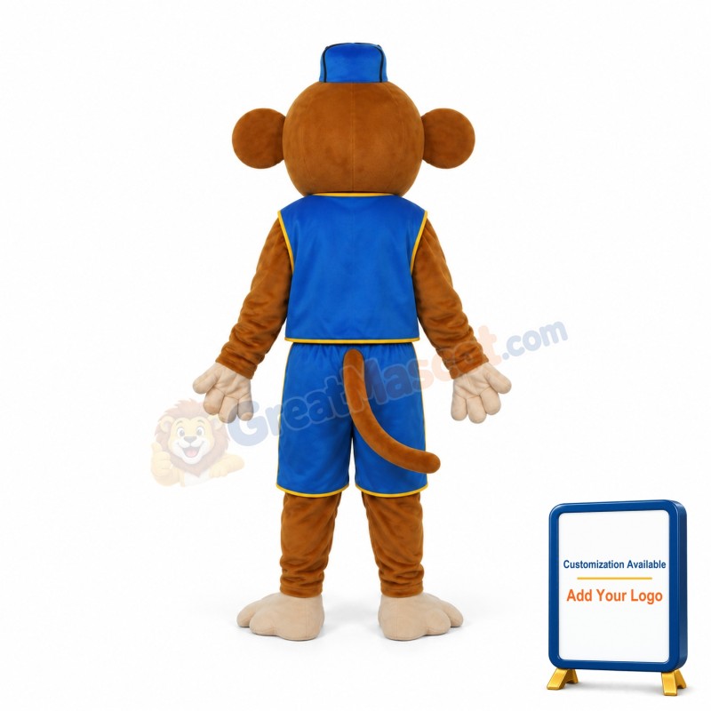Clown Monkey in Blue Vest Mascot Adult Costume