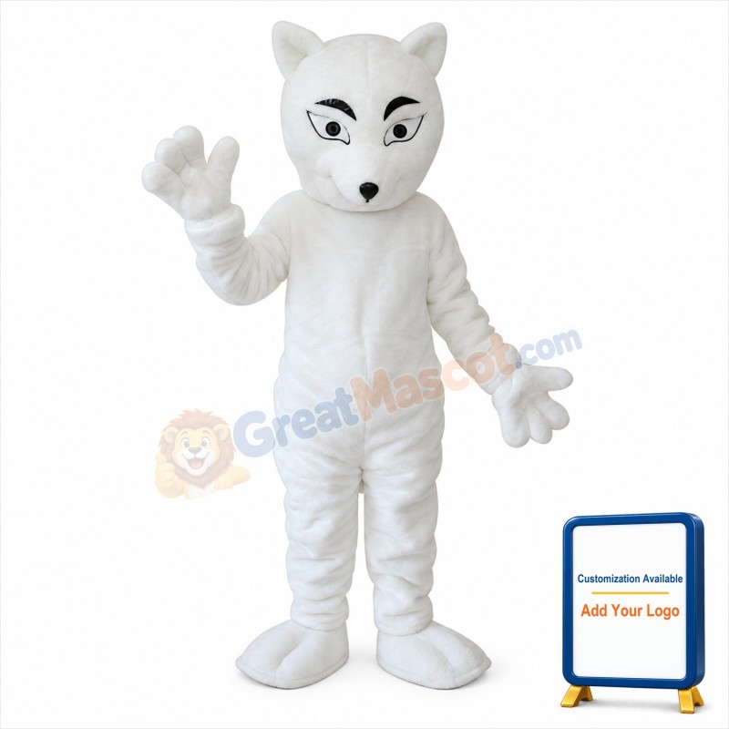White Fox Mascot Adult Costume