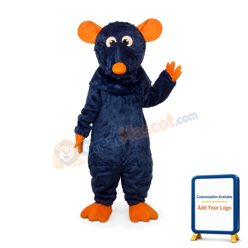 Big Tooth Black Plush Moust Adult Mascot Costume