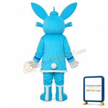 Blue Rabbit in Padded Coat Mascot Adult Costume