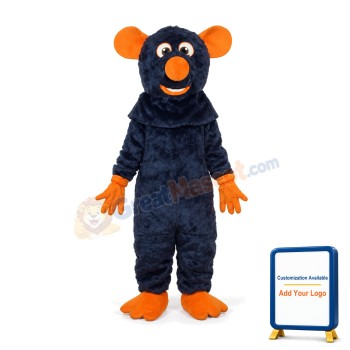 Dark Blue Big Tooth Black Plush Moust Adult Mascot Costume