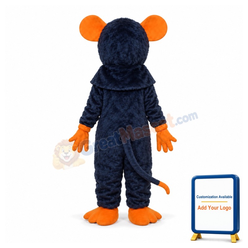 Dark Blue Big Tooth Black Plush Moust Adult Mascot Costume