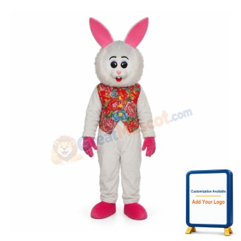 Furry Face Rabbit Mascot Adult Costume