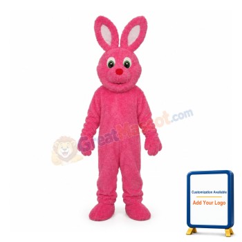 Pink Furry Rabbit Mascot Adult Costume