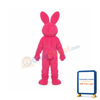 Pink Furry Rabbit Mascot Adult Costume