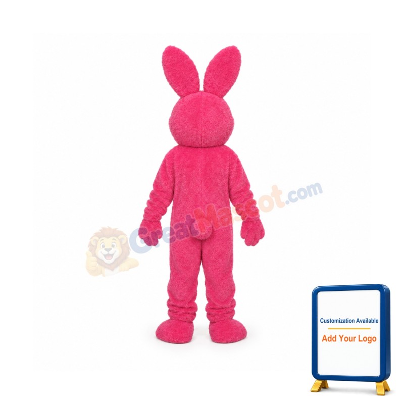 Pink Furry Rabbit Mascot Adult Costume