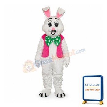 Pink Vest Rabbit Mascot Adult Costume