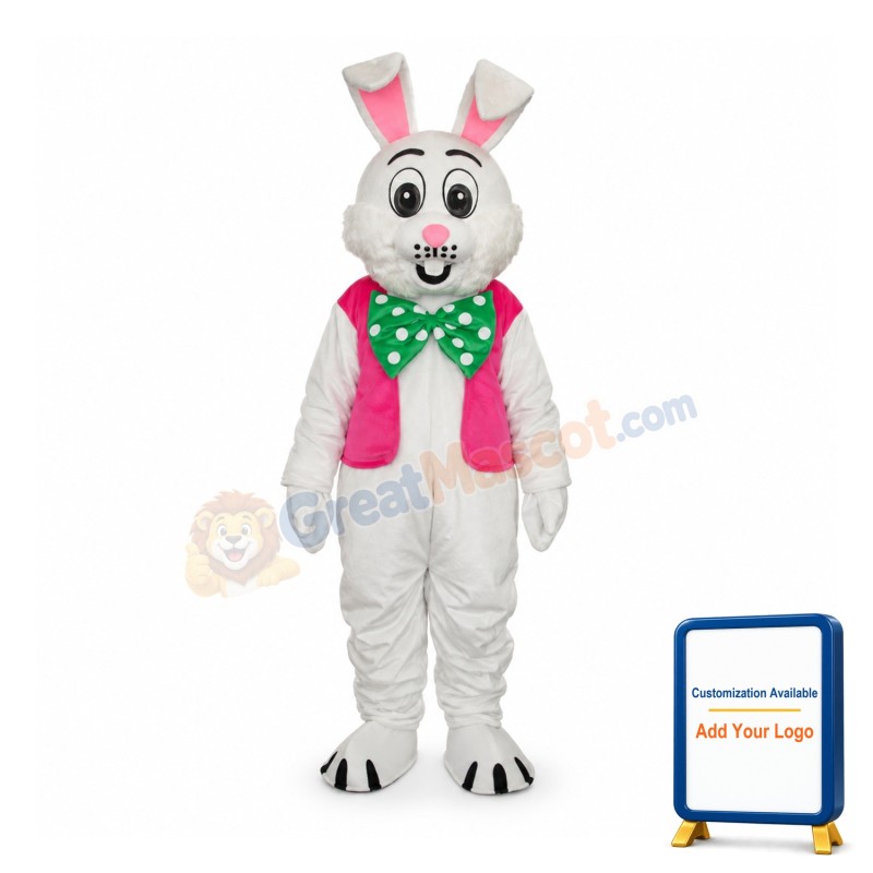 Pink Vest Rabbit Mascot Adult Costume