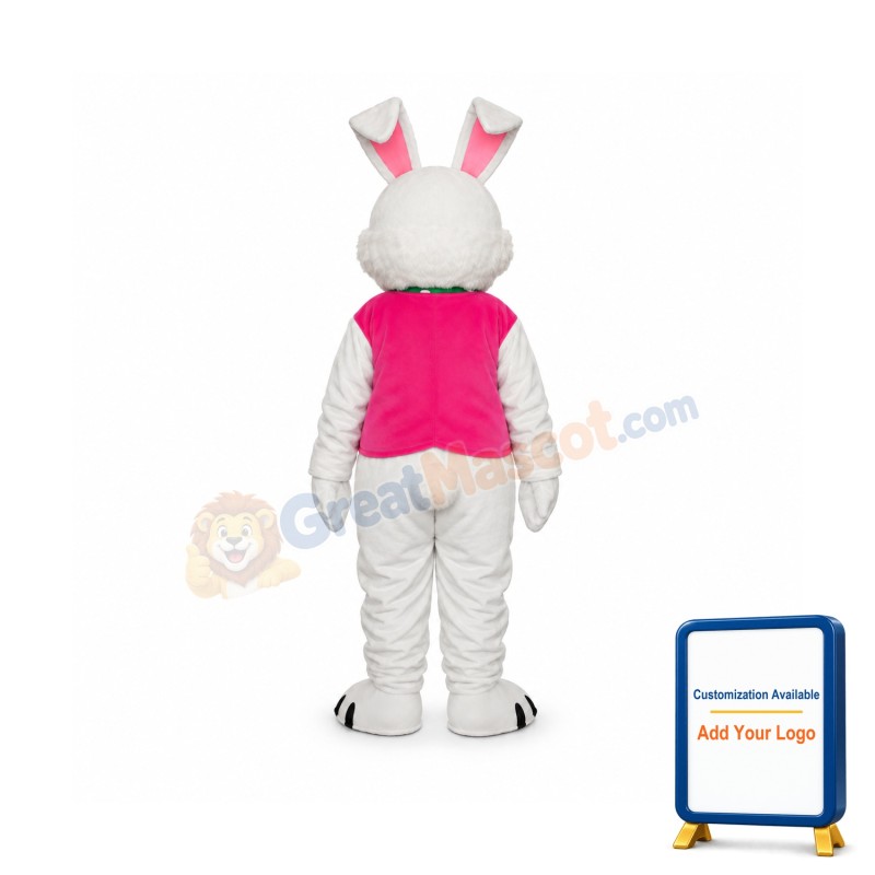 Pink Vest Rabbit Mascot Adult Costume