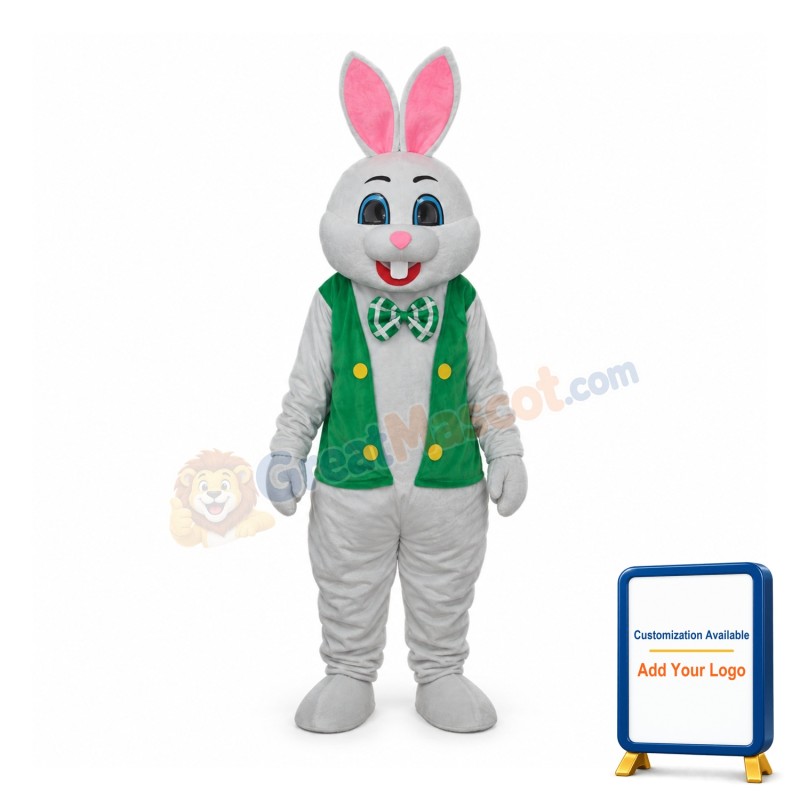 Rabbit with Green Vest Mascot Adult Costume