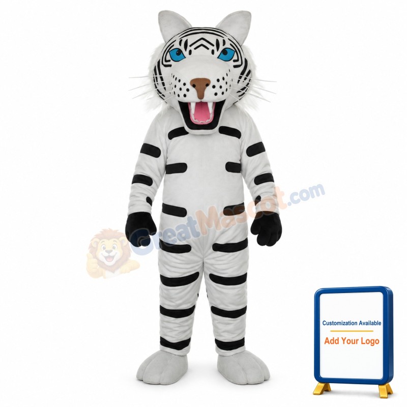 Black and White Tiger Mascot Adult Costume