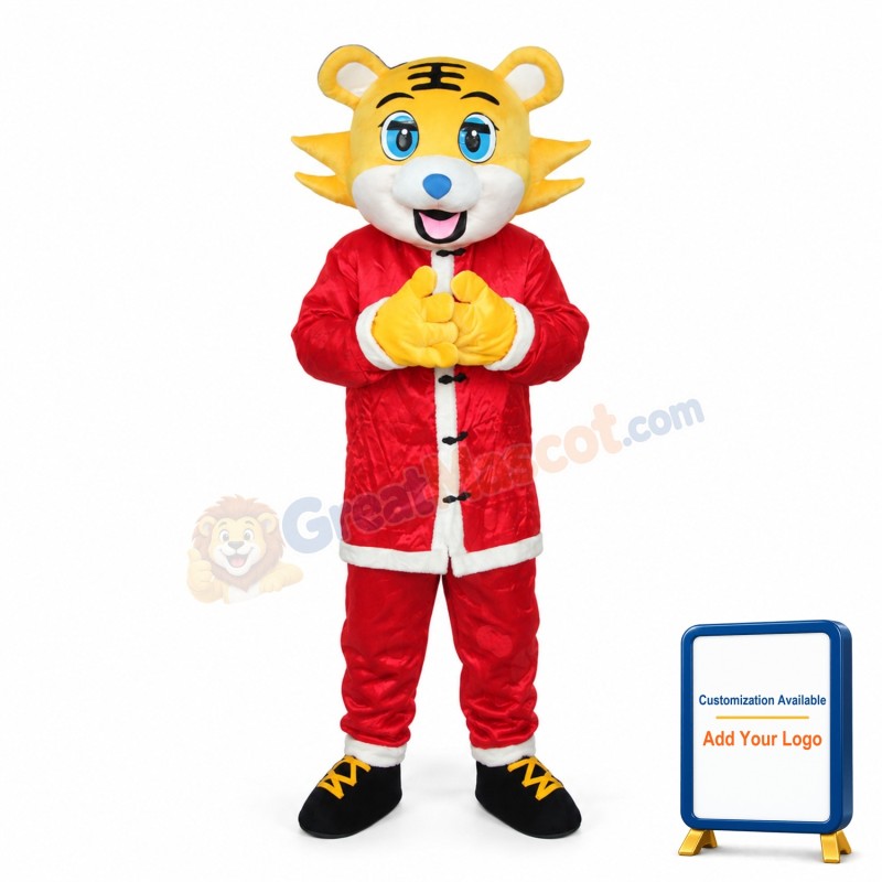Yellow face Christmas Tiger Mascot Adult Costume Free Shipping