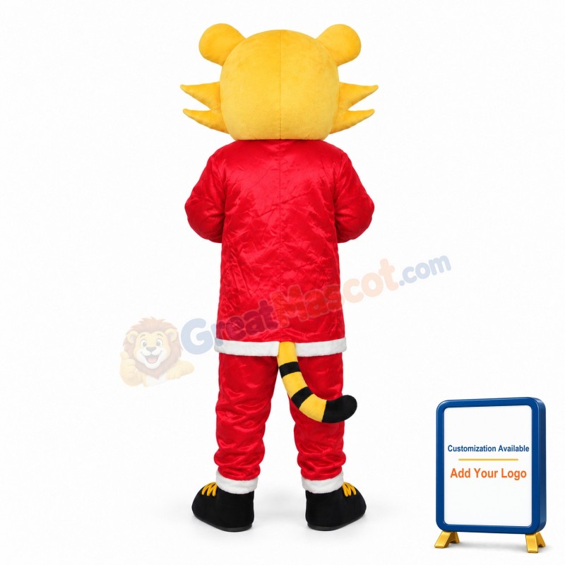Yellow face Christmas Tiger Mascot Adult Costume
