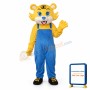 Yellow Tiger in Blue Overall Mascot Adult Costume Free Shipping