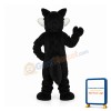 Long Wool Big Black Wolf with White Belly Mascot Adult Costume