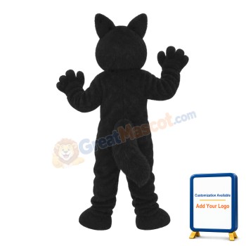 Long-haired Black White Wolf Mascot Adult Costume