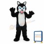 Long-haired Black White Wolf Mascot Adult Costume