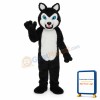 Long-haired Black Wolf Mascot Adult Costume