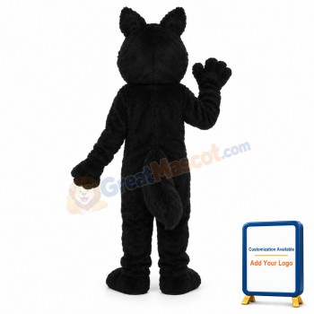 Long-haired Black Wolf Mascot Adult Costume